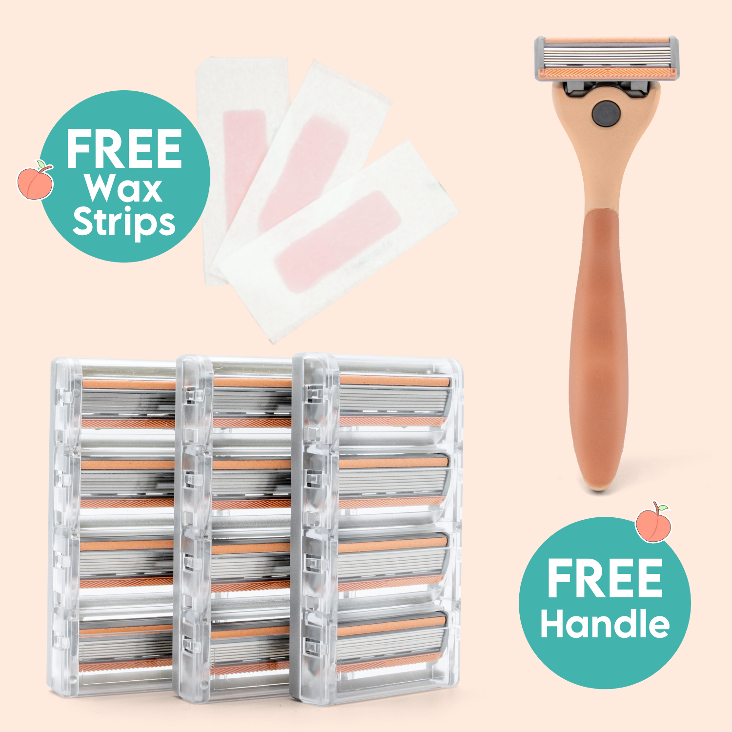 Premium SmoothGlide Refill Blades + Peach Handle