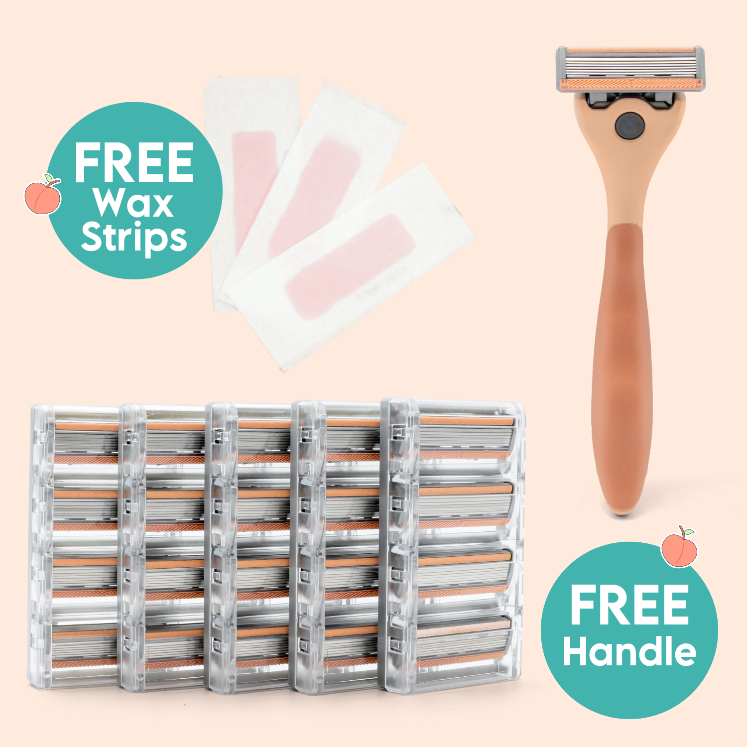 Premium SmoothGlide Refill Blades + Peach Handle